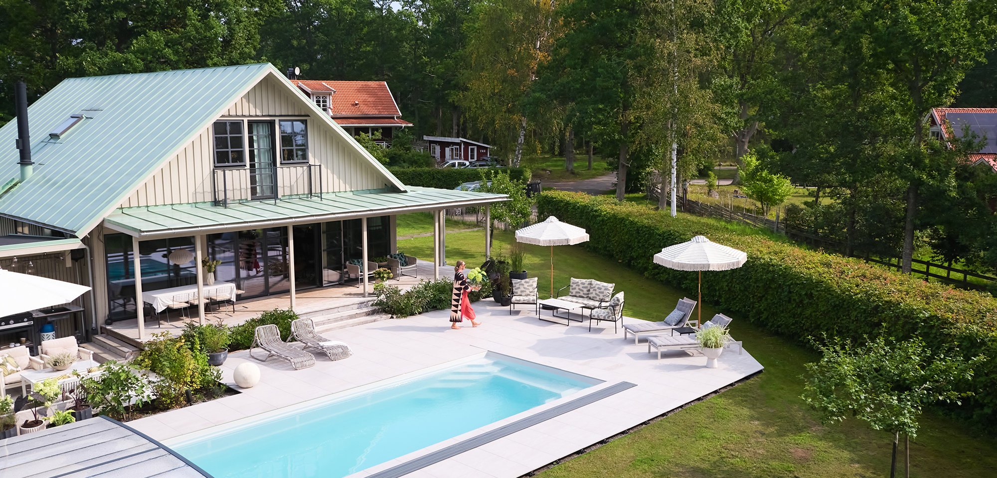 Family pool with evening sun on the Swedish Baltic Sea