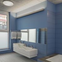 Jasne kolory wskazują drogę dzieciom w przedszkolu