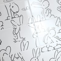RAKO | Detail nahodilé kombinace obkladů s designem animovaných králíků Boba a Bobka.