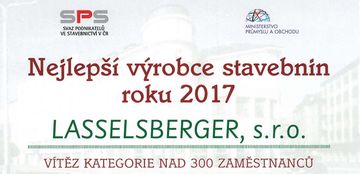 LASSELSBERGER je nejlepším výrobcem stavebnin roku 2017 