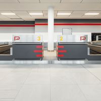 RAKO | Rekonstrukce letiště v Pardubicích s pomocí série Random ve světle šedé barvě a formátu 60 x 60 cm.