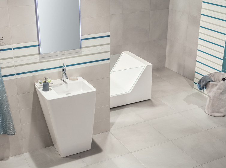 Série Blend | koupelna - modrá barva a dekor pruhy