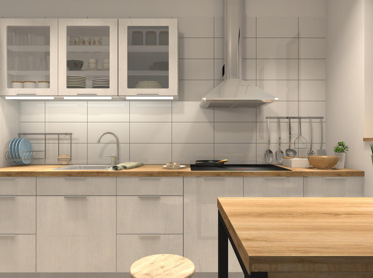 RAKO | Kuchyň s klasickými bílými obklady.